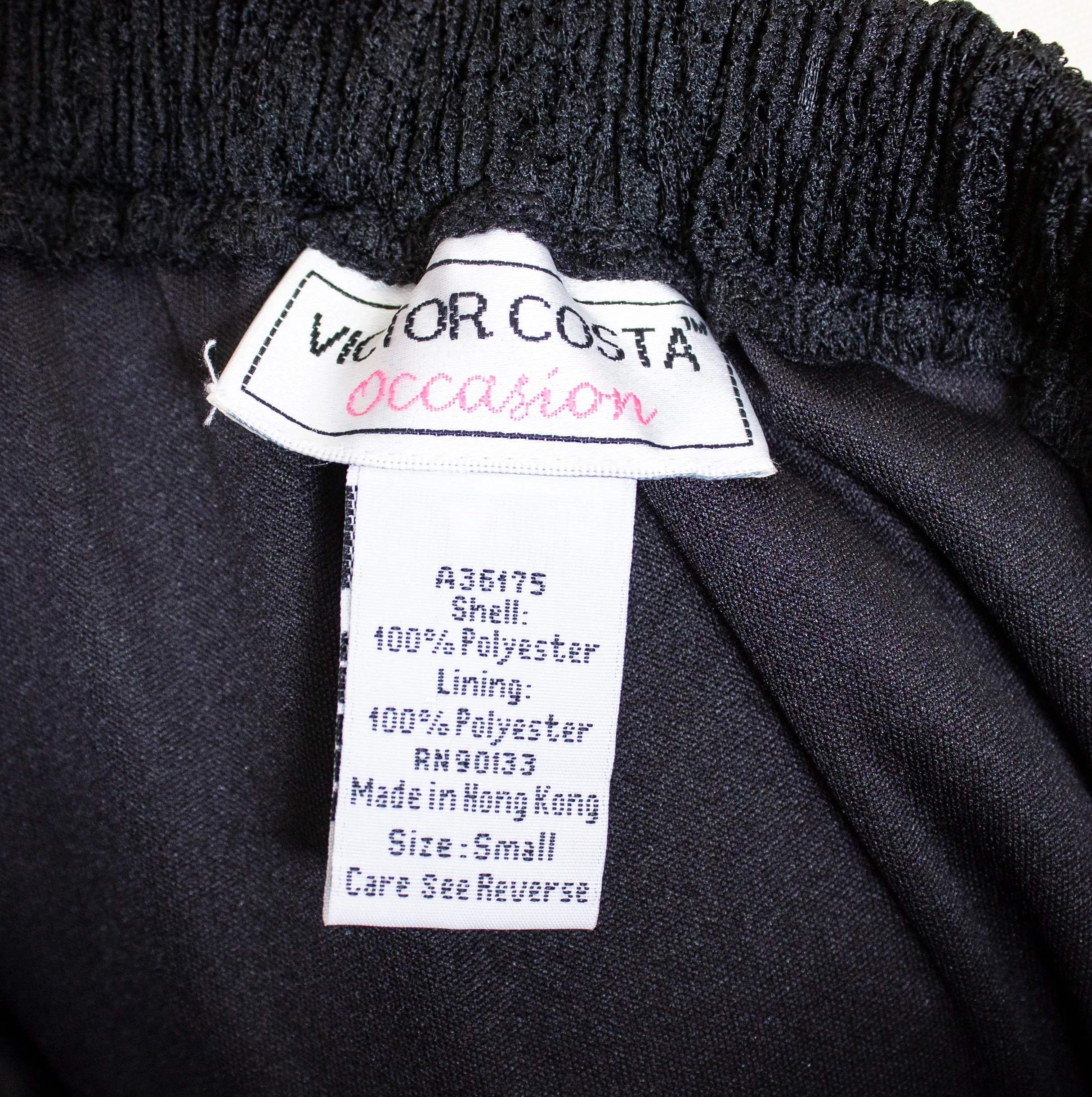 1980s VICTOR COSTA Skirt Black Lace Full Small