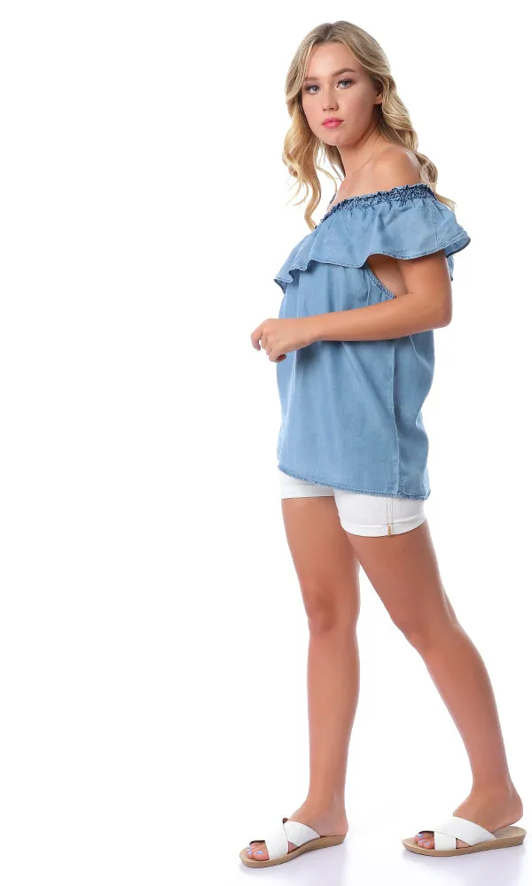 54507 One Spaghetti Sleeves Blue Jeans Top