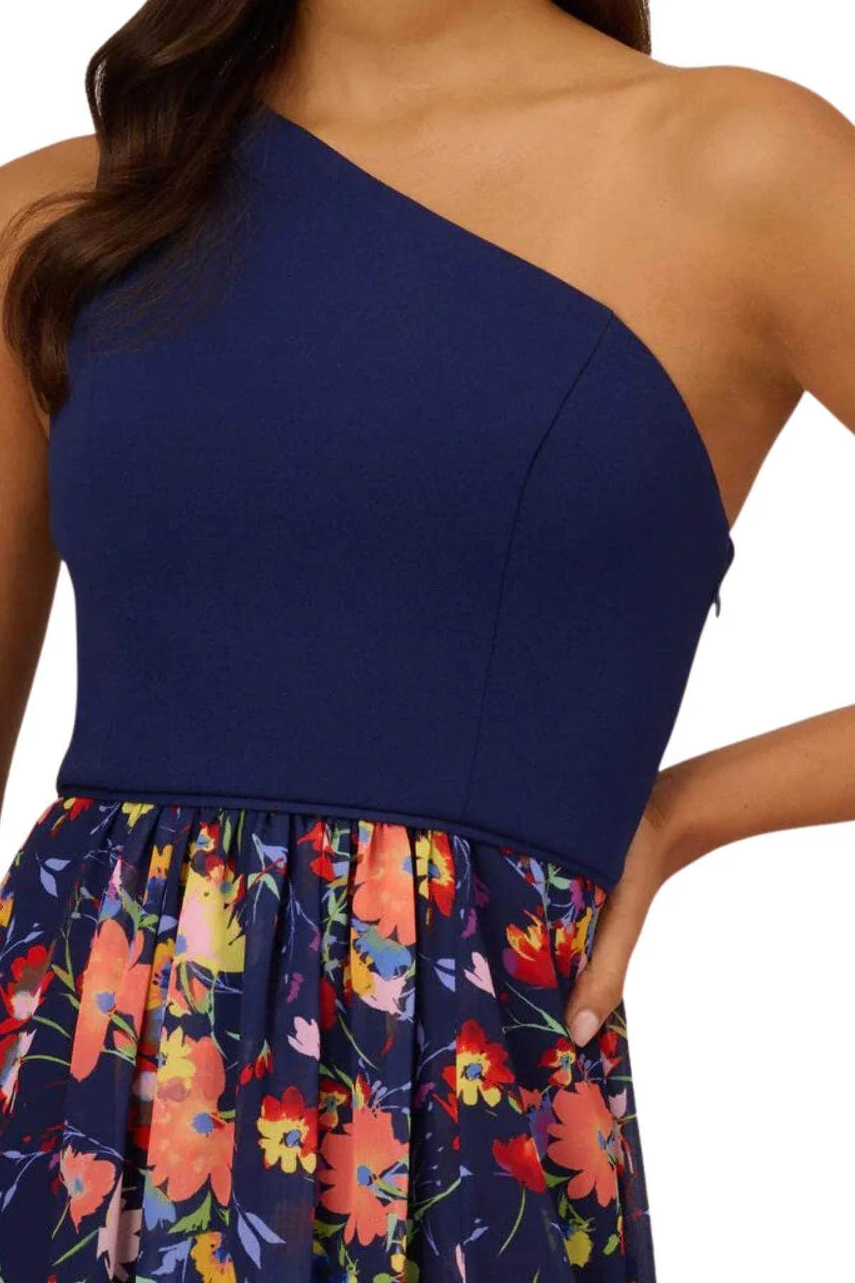 Adrianna Papell AP1E210586 - One Shoulder Floral A-Line Evening Dress