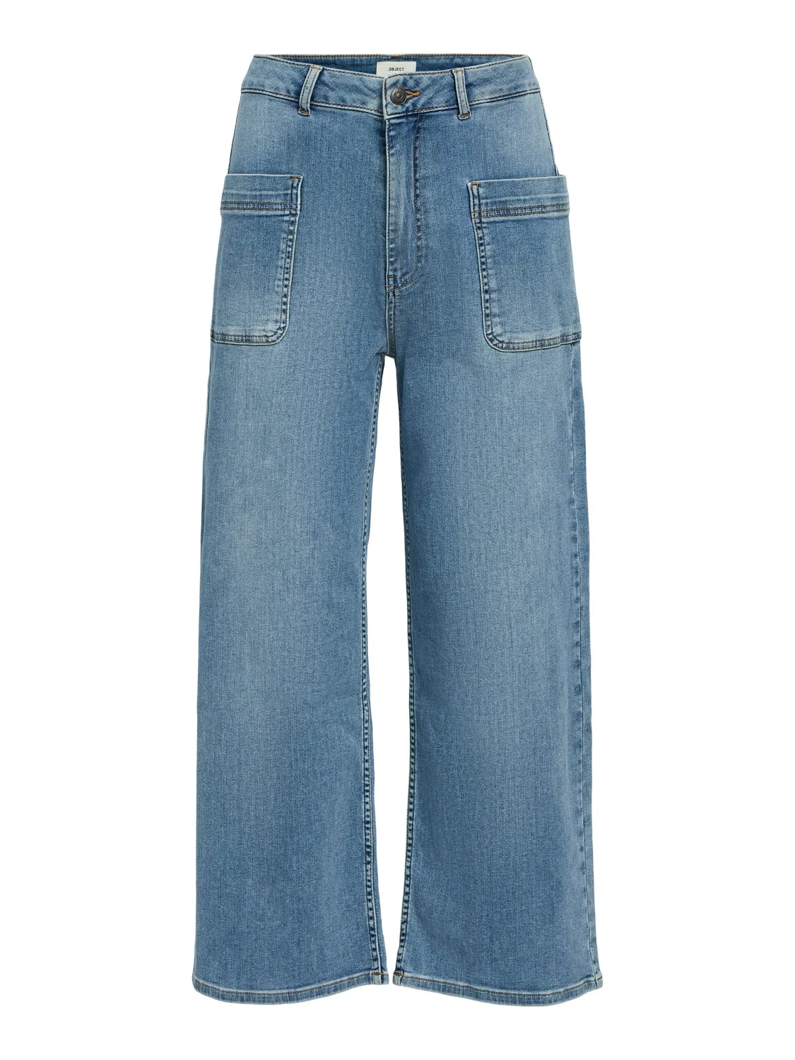 Ava Mid-Waist Straight Jeans (Light Blue Denim)