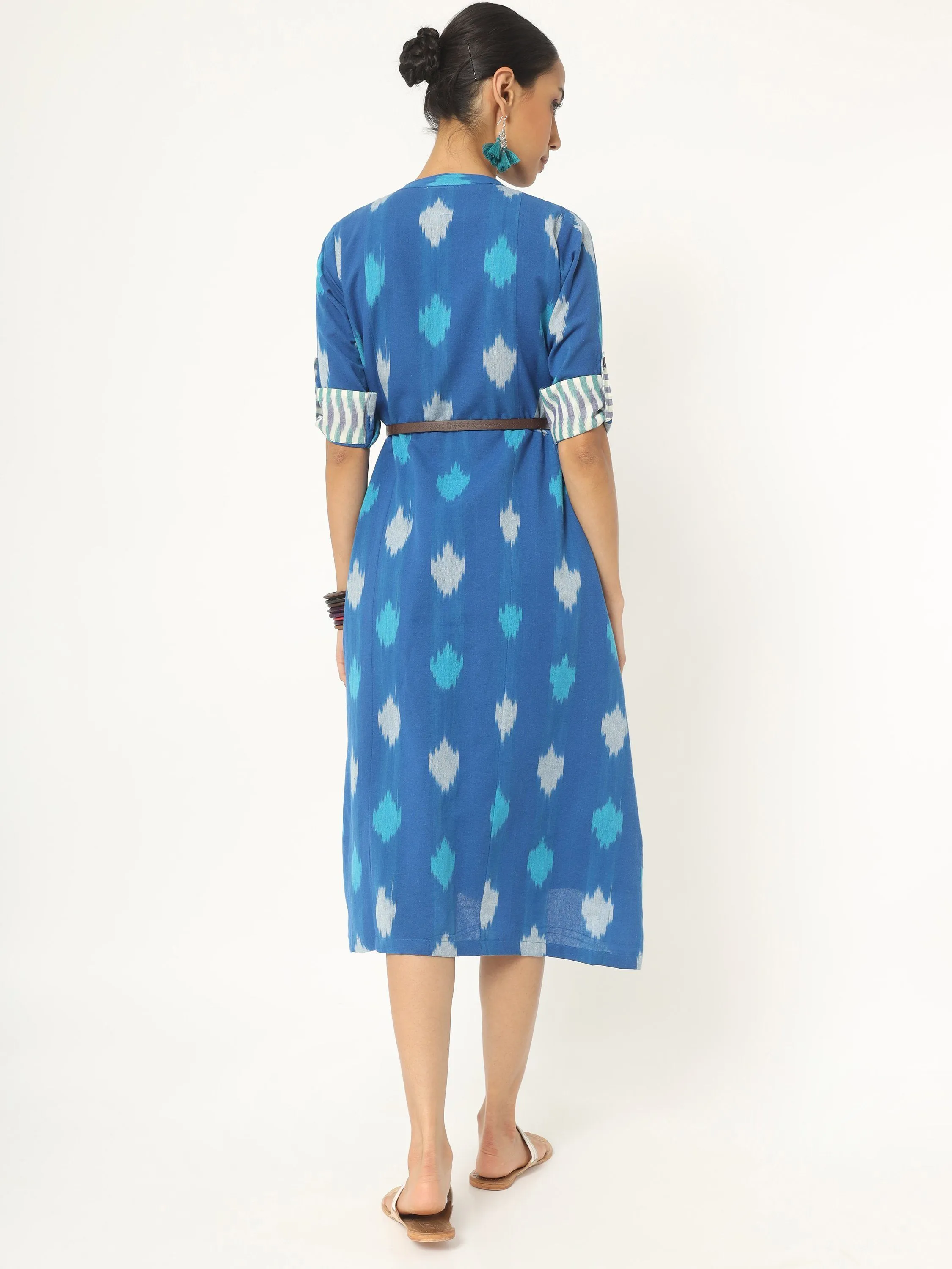 Azure Blue Ikat A-line Dress