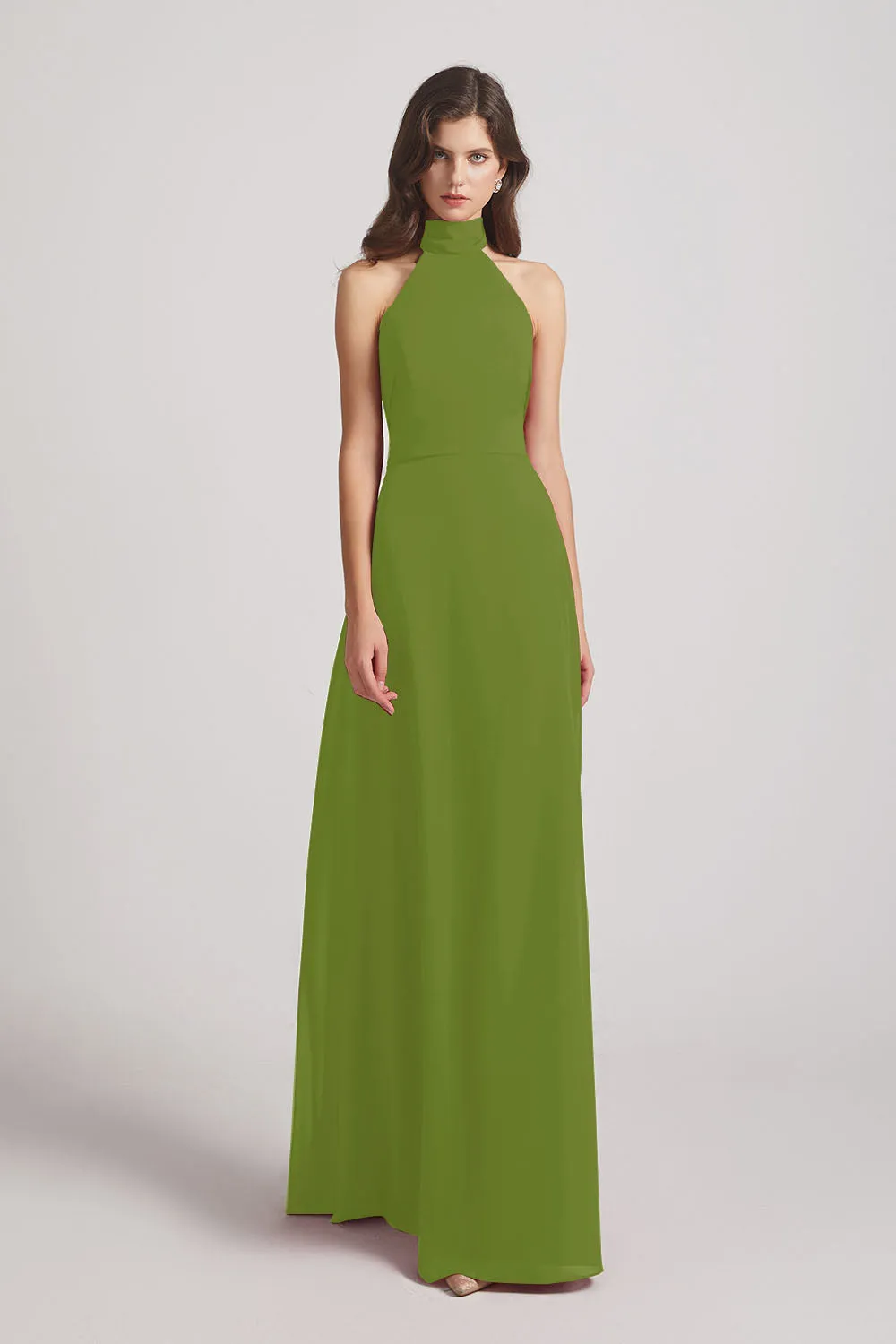 Backless High Neck Halter Chiffon Maxi Dresses (AF0096)