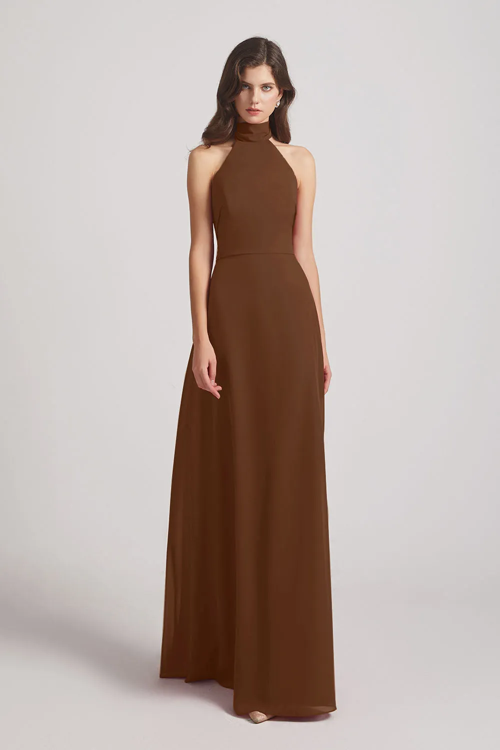 Backless High Neck Halter Chiffon Maxi Dresses (AF0096)