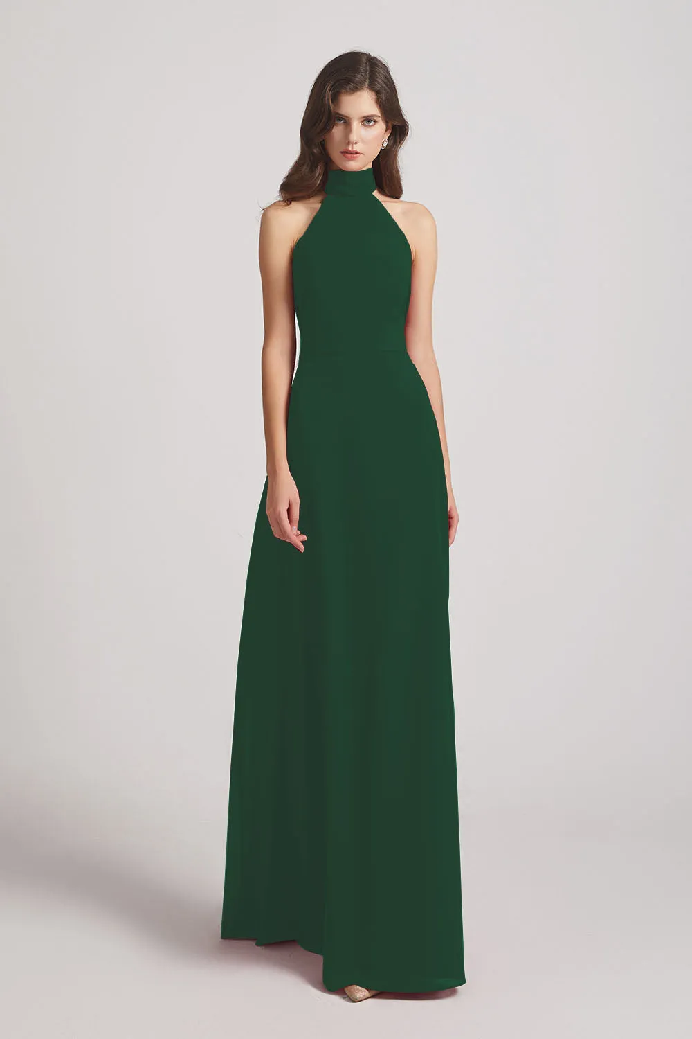 Backless High Neck Halter Chiffon Maxi Dresses (AF0096)