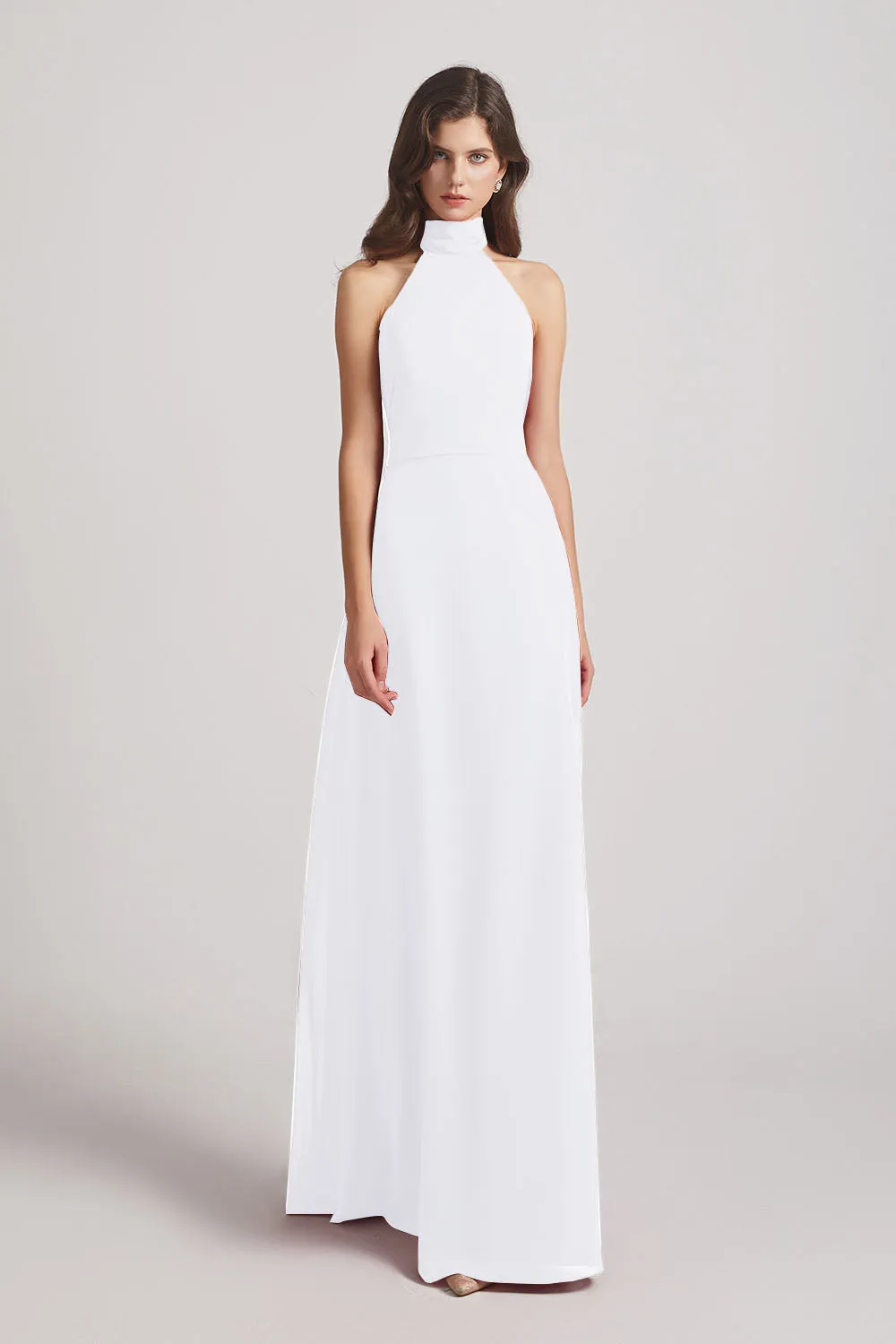 Backless High Neck Halter Chiffon Maxi Dresses (AF0096)