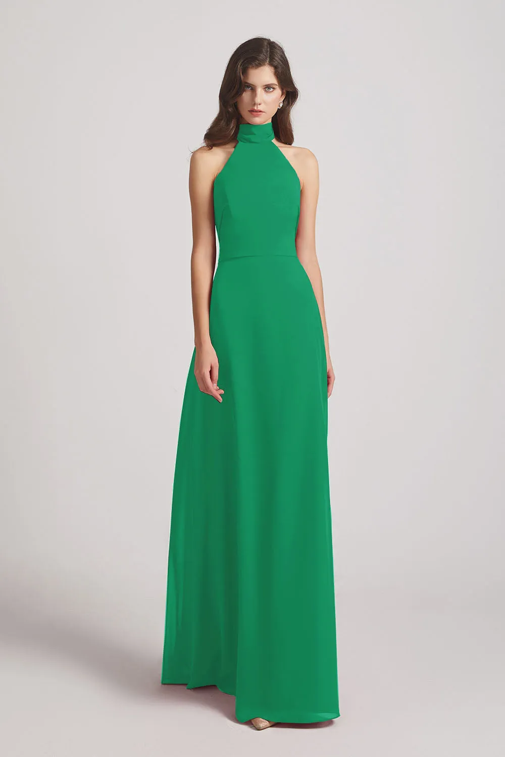 Backless High Neck Halter Chiffon Maxi Dresses (AF0096)