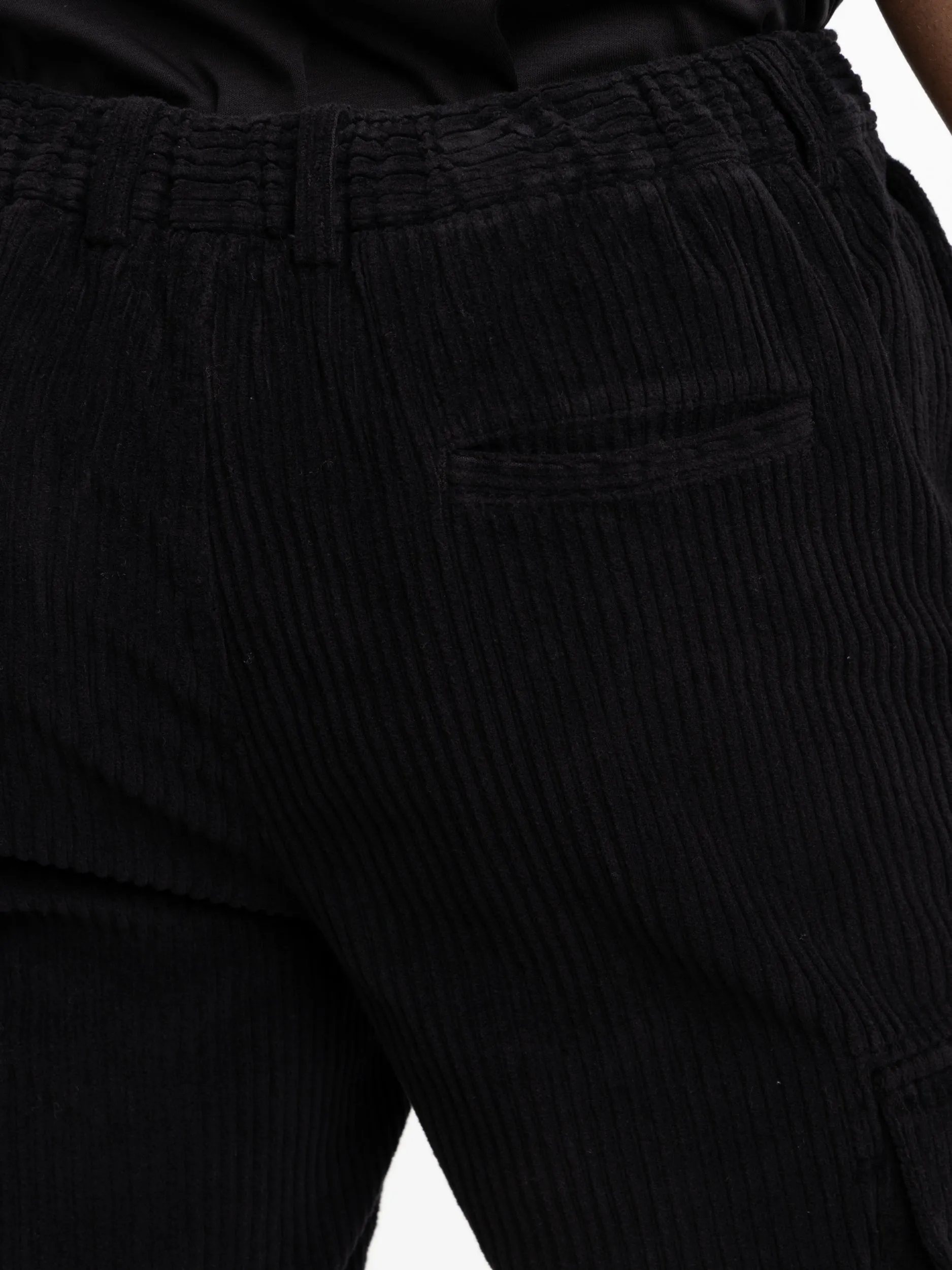 Black Corduroy Jogger Pants with Cargo Pockets