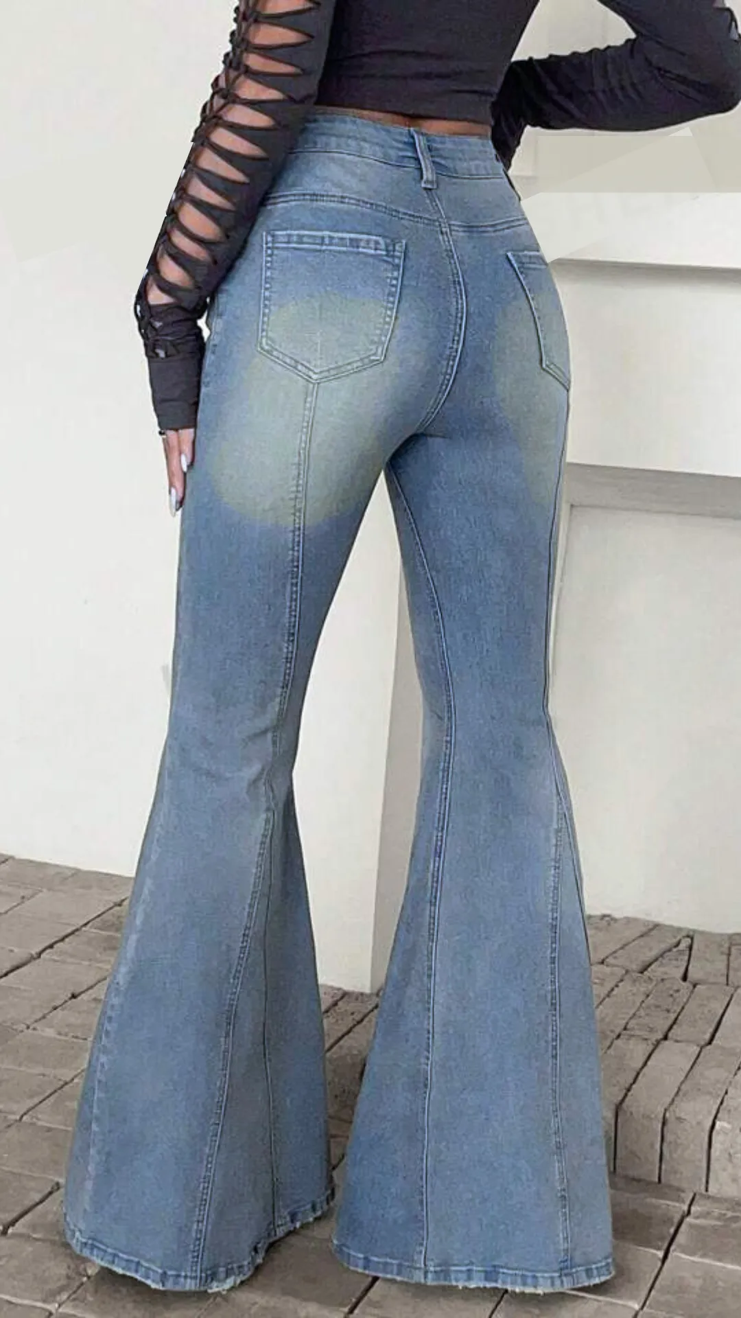 Raw Hem Stretch Flare Jeans by Bohemian Feels - Trendy High-Waisted Comfort Fit
