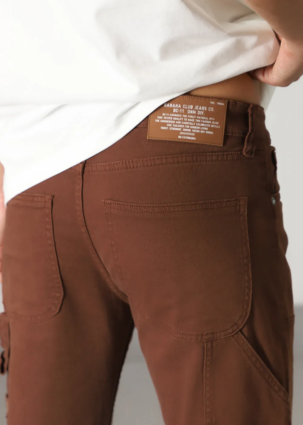 Brick brown cargo denim
