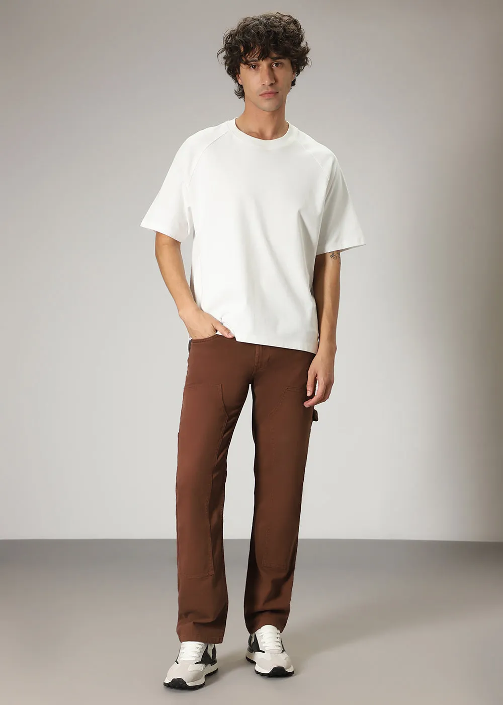 Brick brown cargo denim