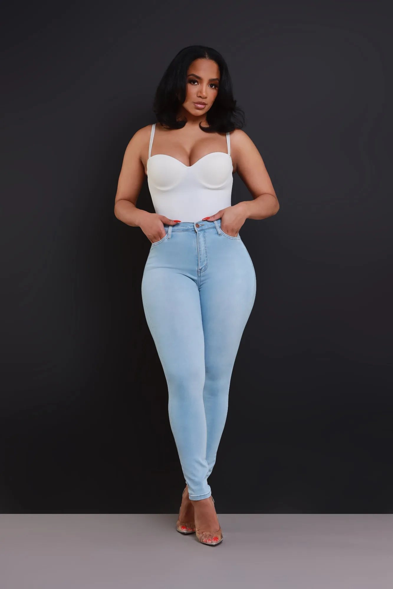 Call Me Up High Rise Skinny Jeans - Light Wash