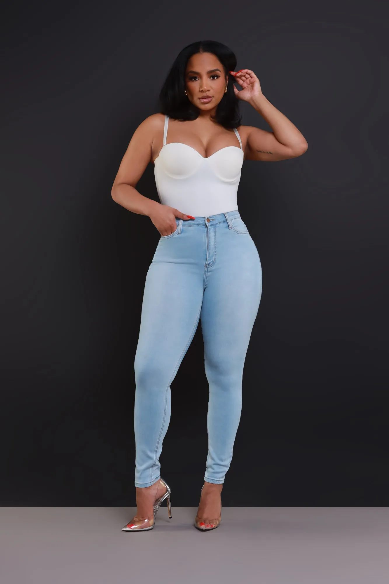 Call Me Up High Rise Skinny Jeans - Light Wash