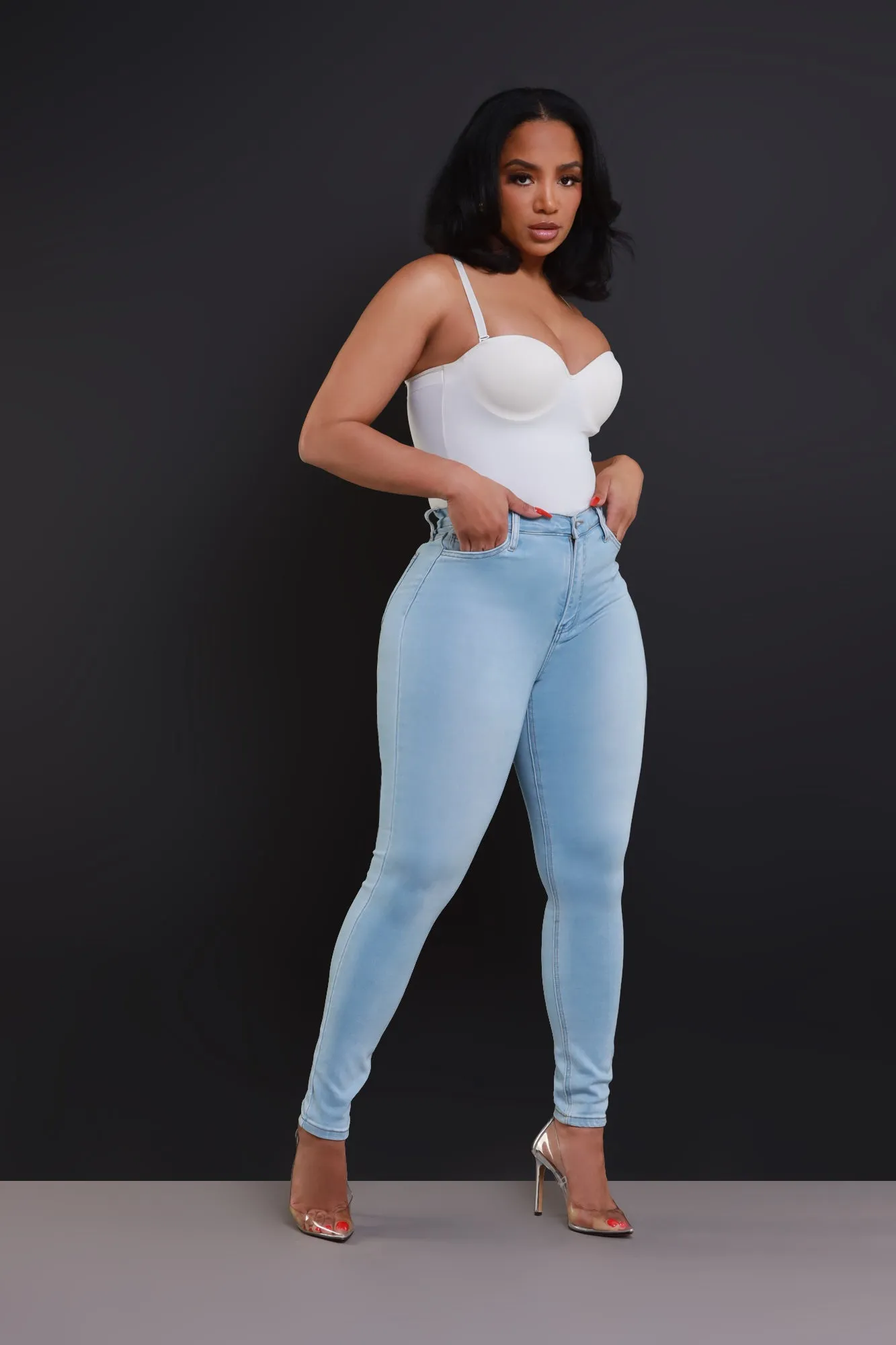 Call Me Up High Rise Skinny Jeans - Light Wash