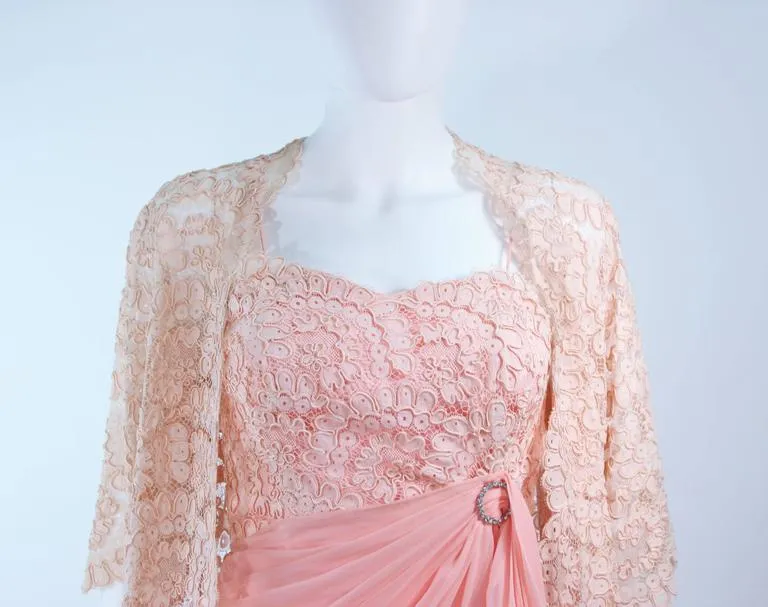 CONCHITA 1950s Cocktail Dress and Lace Coat Ensemble Size 4