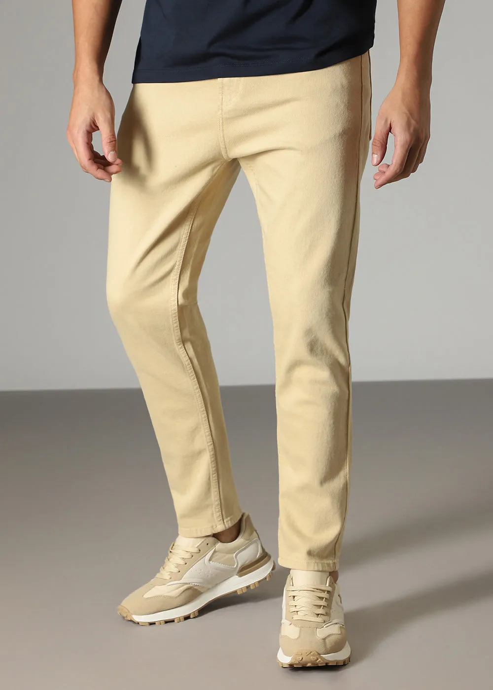 Cream Beige Carrot Fit Denim