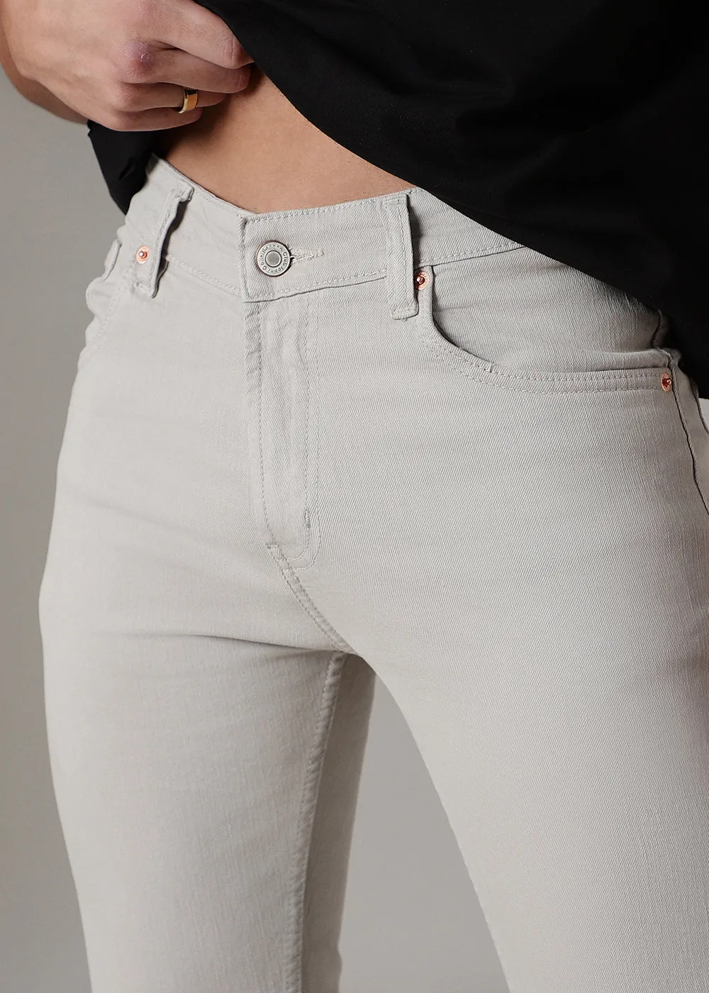 Cream Brown Slim Fit Denim
