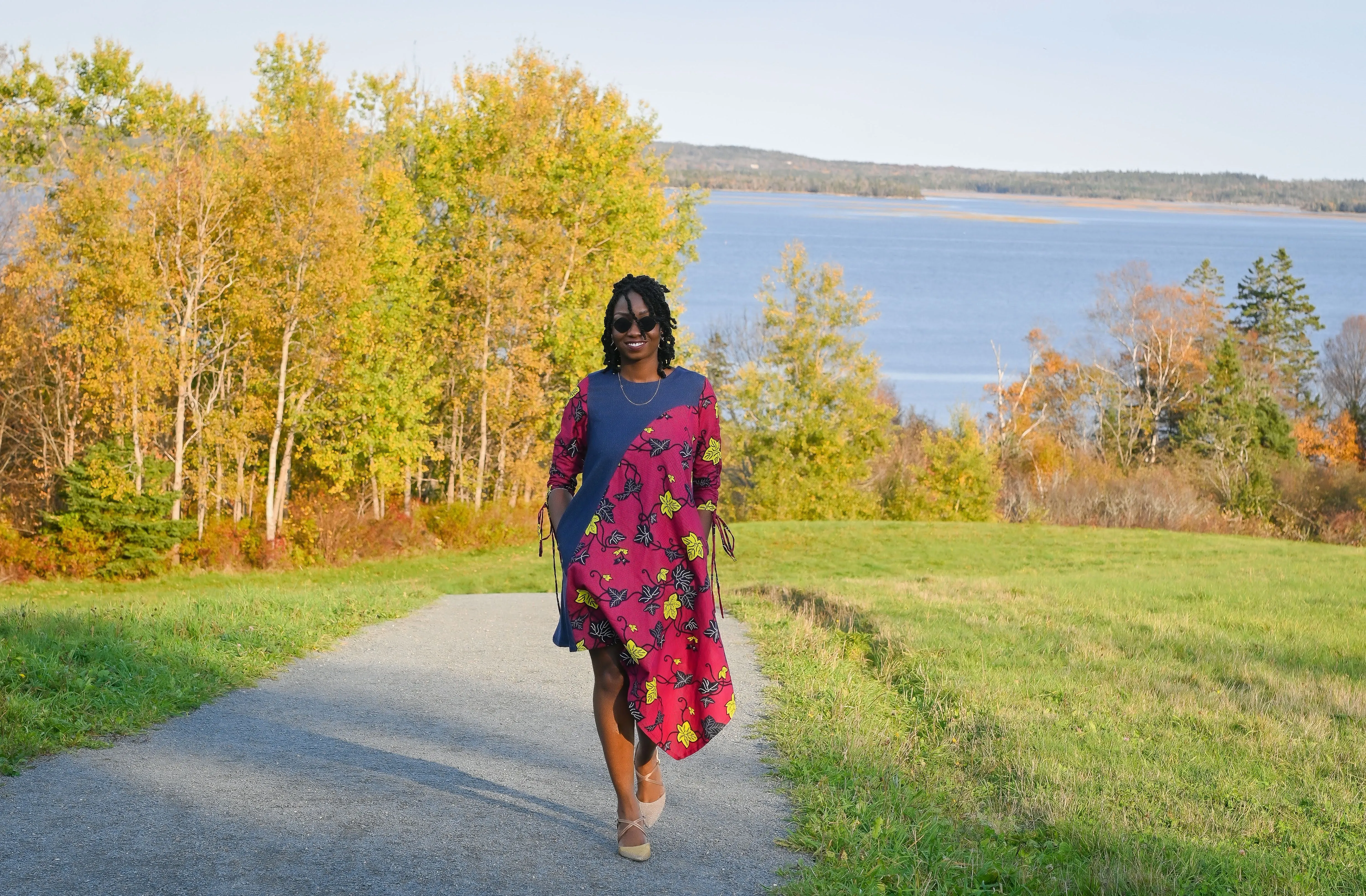 Denim Ankara Asymmetrical Dress