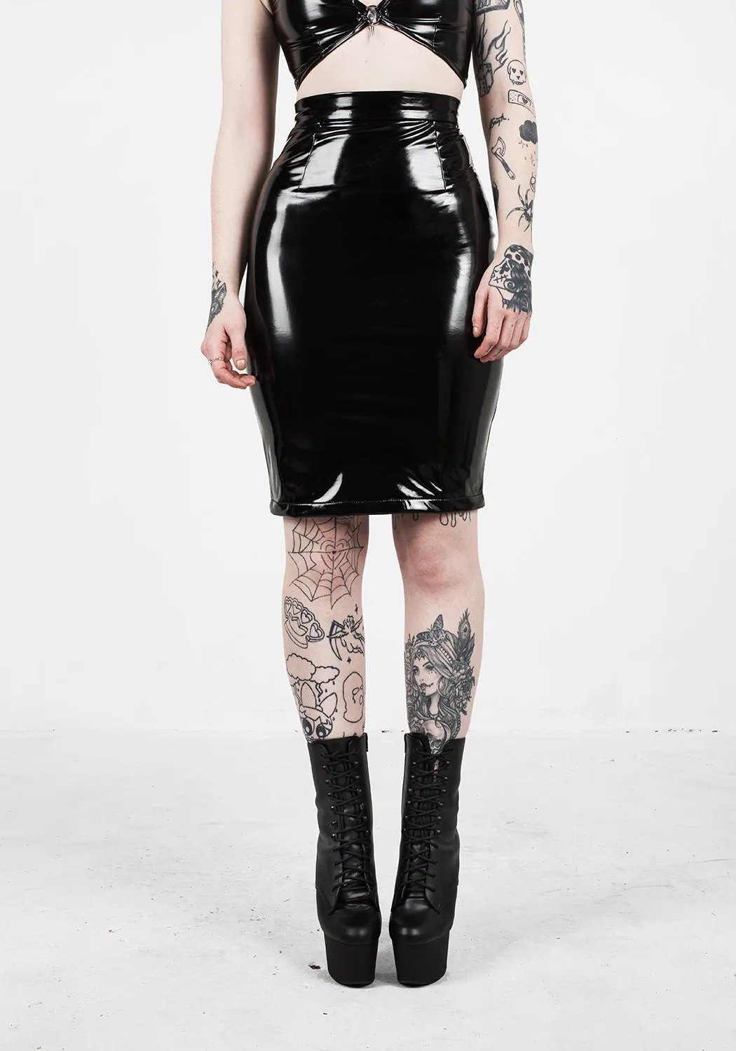 Stylish Dominion Midi Vinyl Skirt