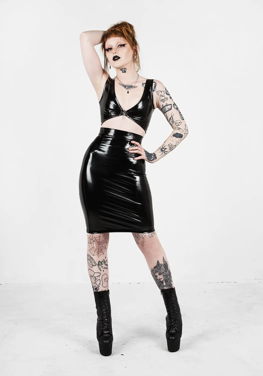 Stylish Dominion Midi Vinyl Skirt