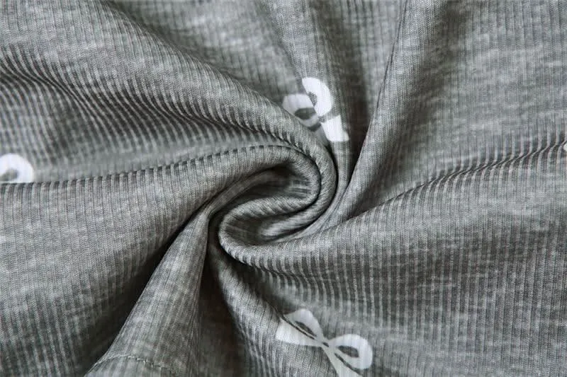 Drawstring lace hem bowknot print A line mini skirt