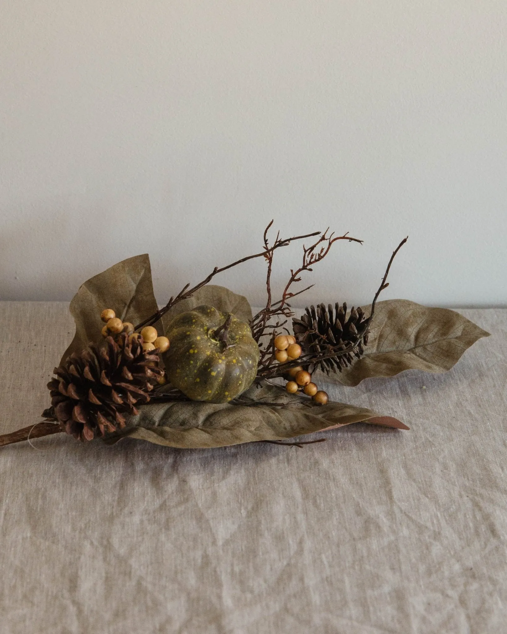 Faux Magnolia Leaves & Pumpkin Stem