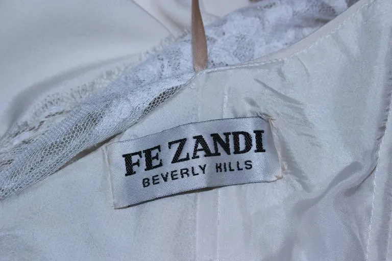 FE ZANDI White Lace Silk Embellished Dress Size 6