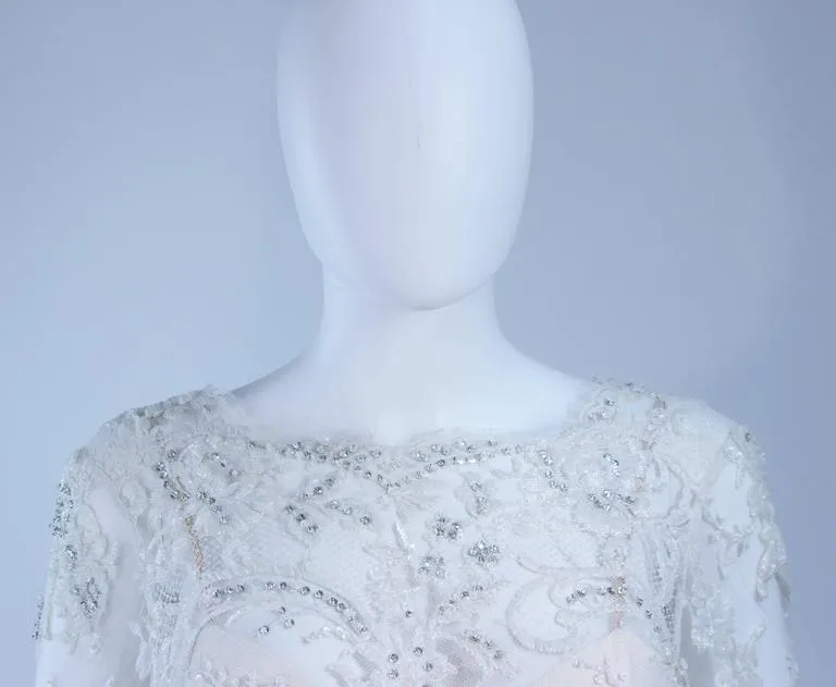 FE ZANDI White Lace Silk Embellished Dress Size 6