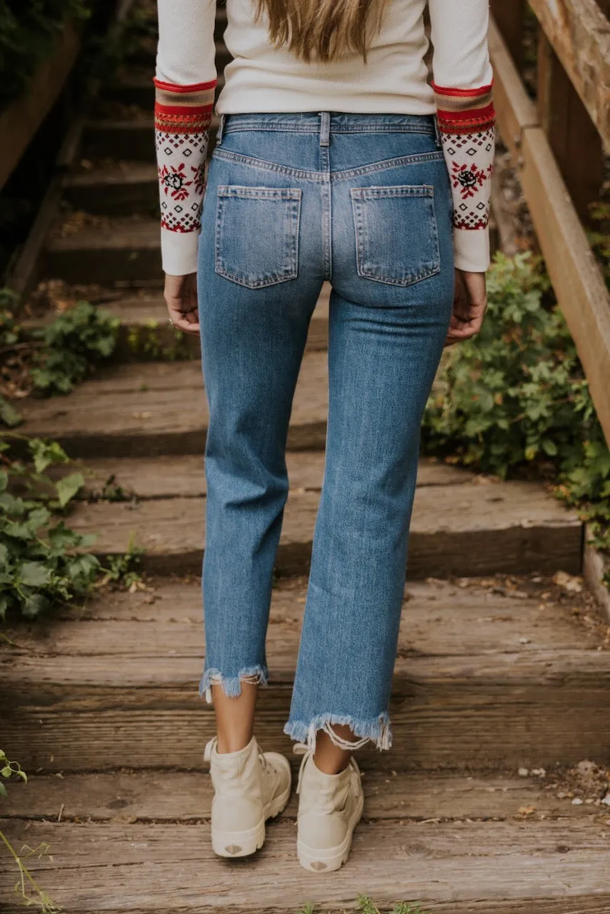 Free People Maggie Mid-Rise Straight Jeans