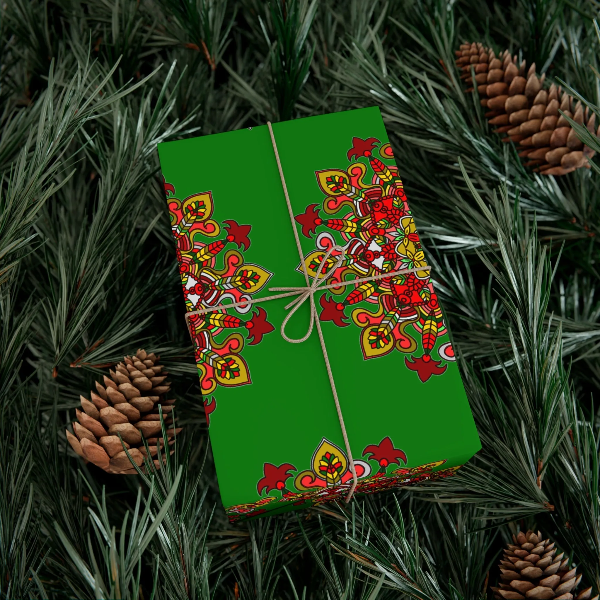 Green Mandala Art Gift Wrap Paper - Premium Quality for Christmas Gifts