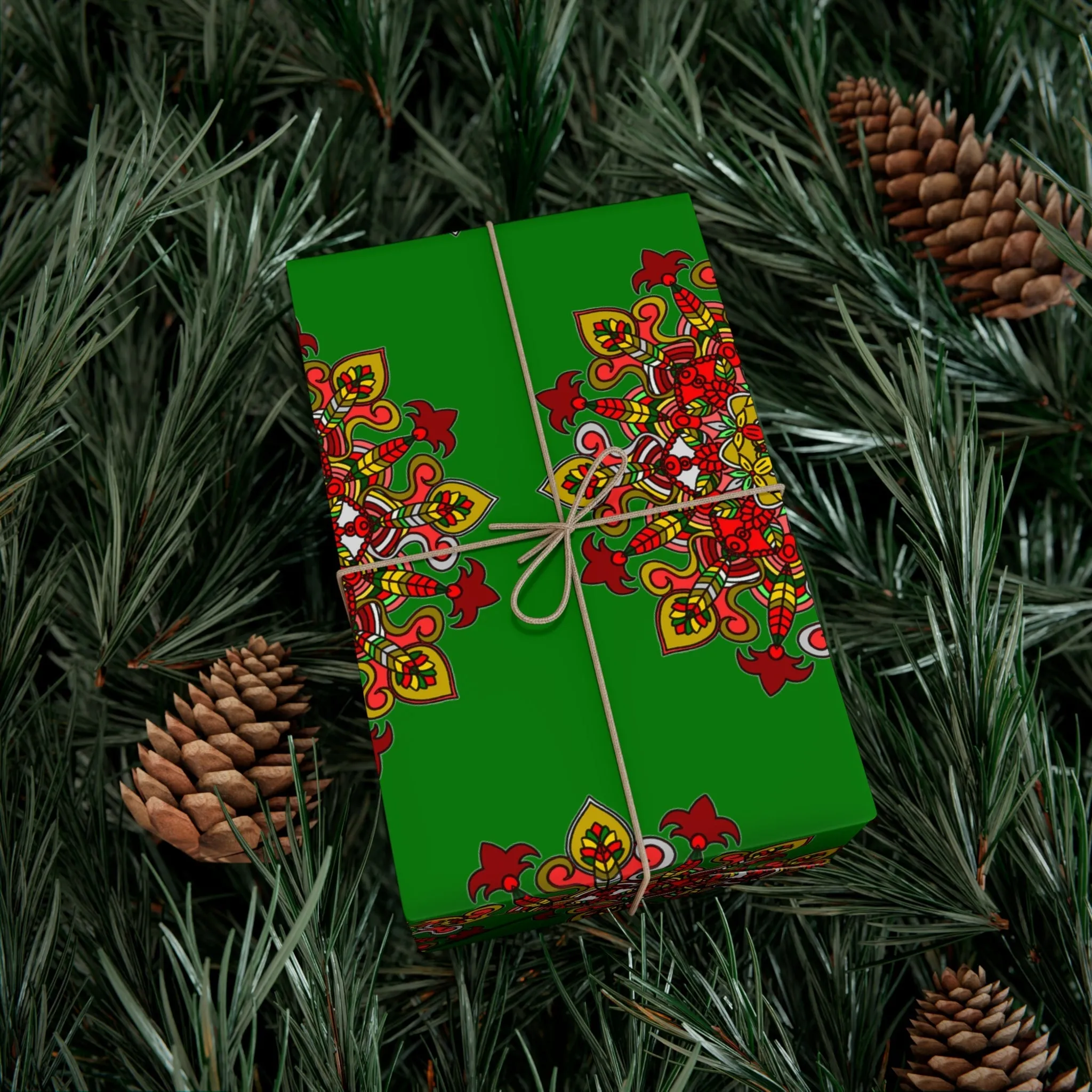 Green Mandala Art Gift Wrap Paper - Premium Quality for Christmas Gifts