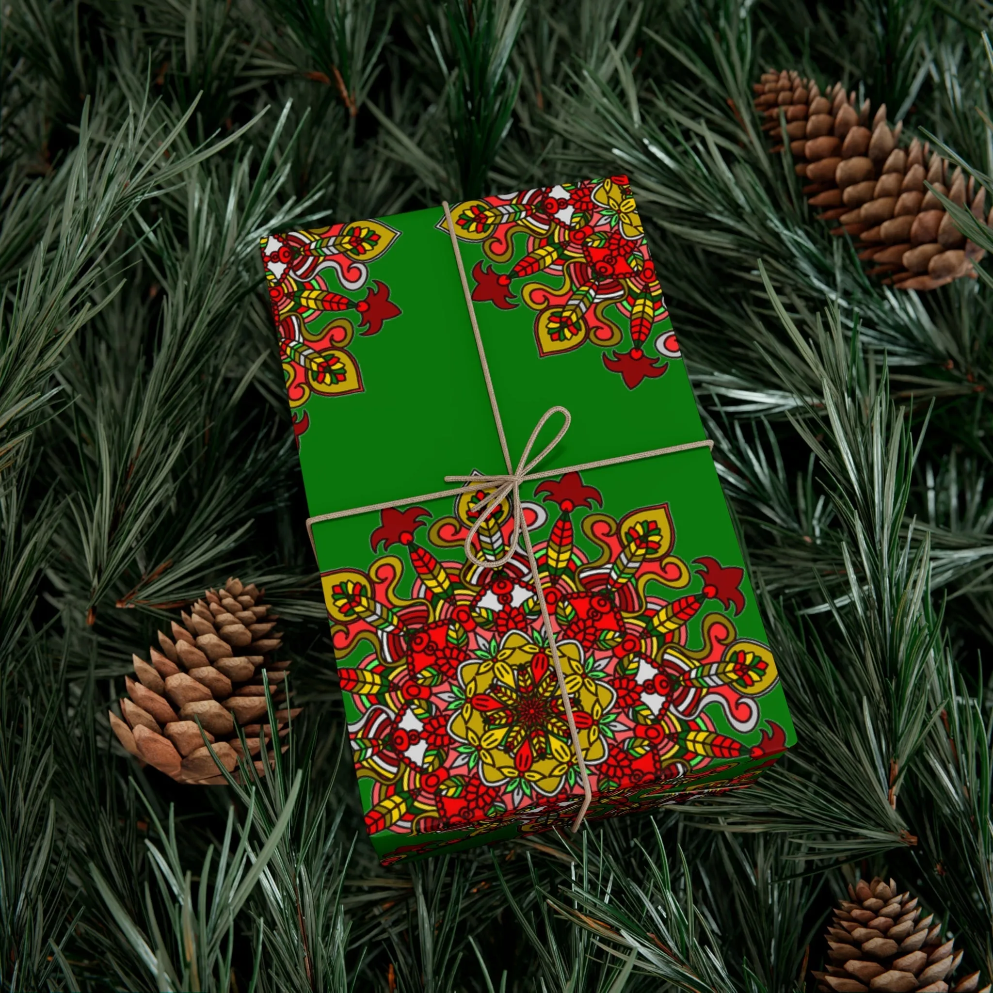 Green Mandala Art Gift Wrap Paper - Premium Quality for Christmas Gifts