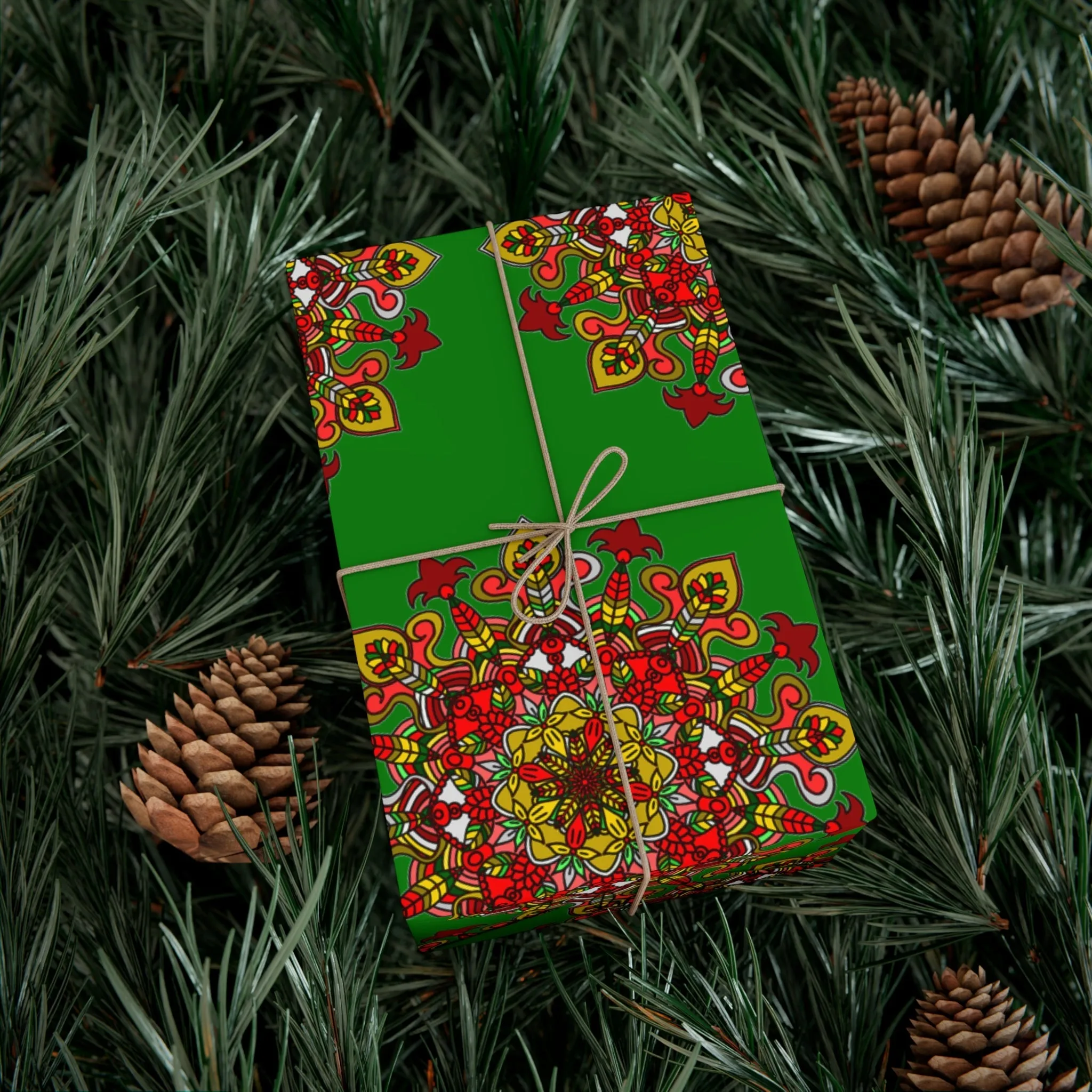 Green Mandala Art Gift Wrap Paper - Premium Quality for Christmas Gifts