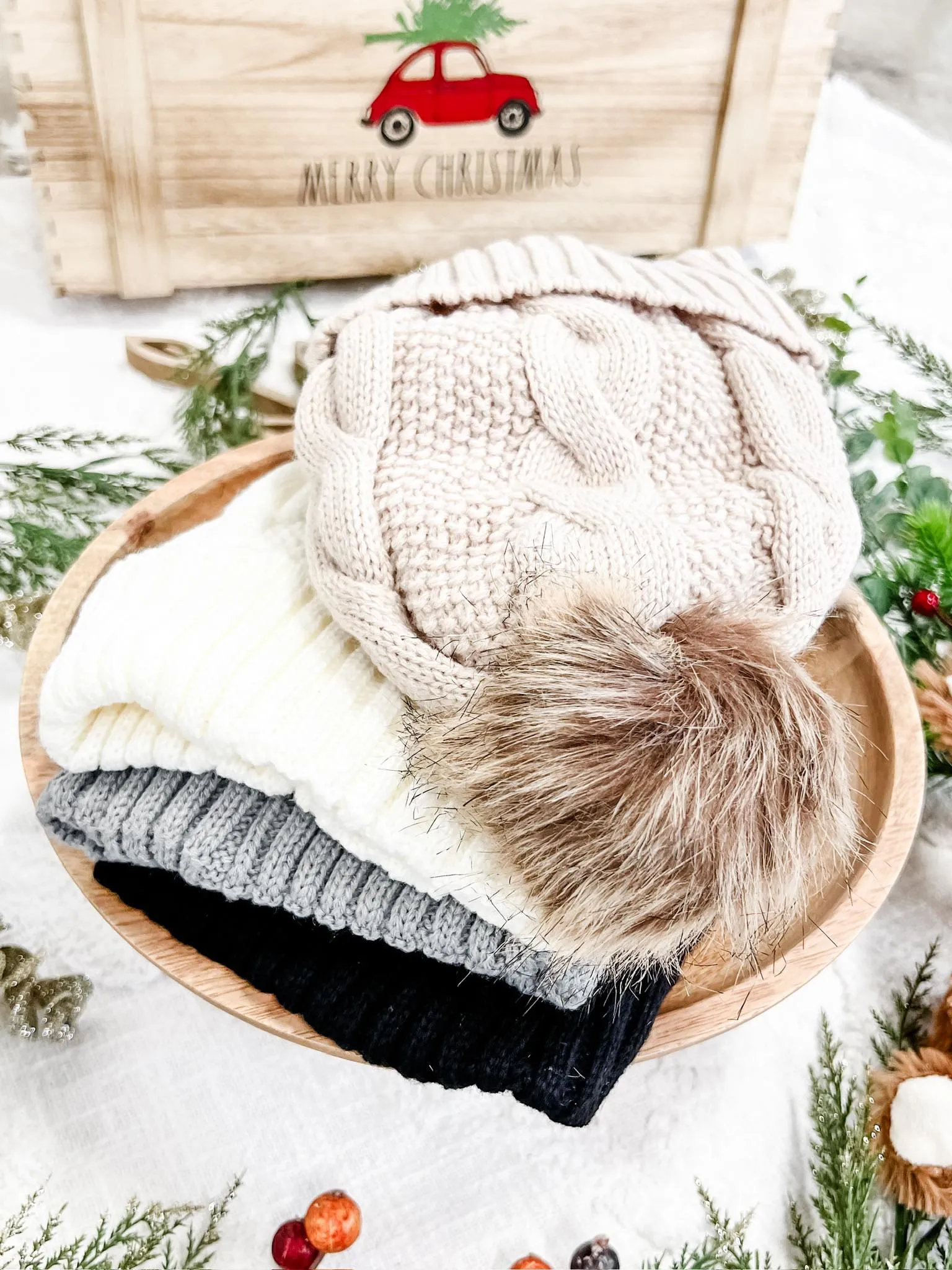 IN STOCK Carly Cable Knit Beanie - Ivory