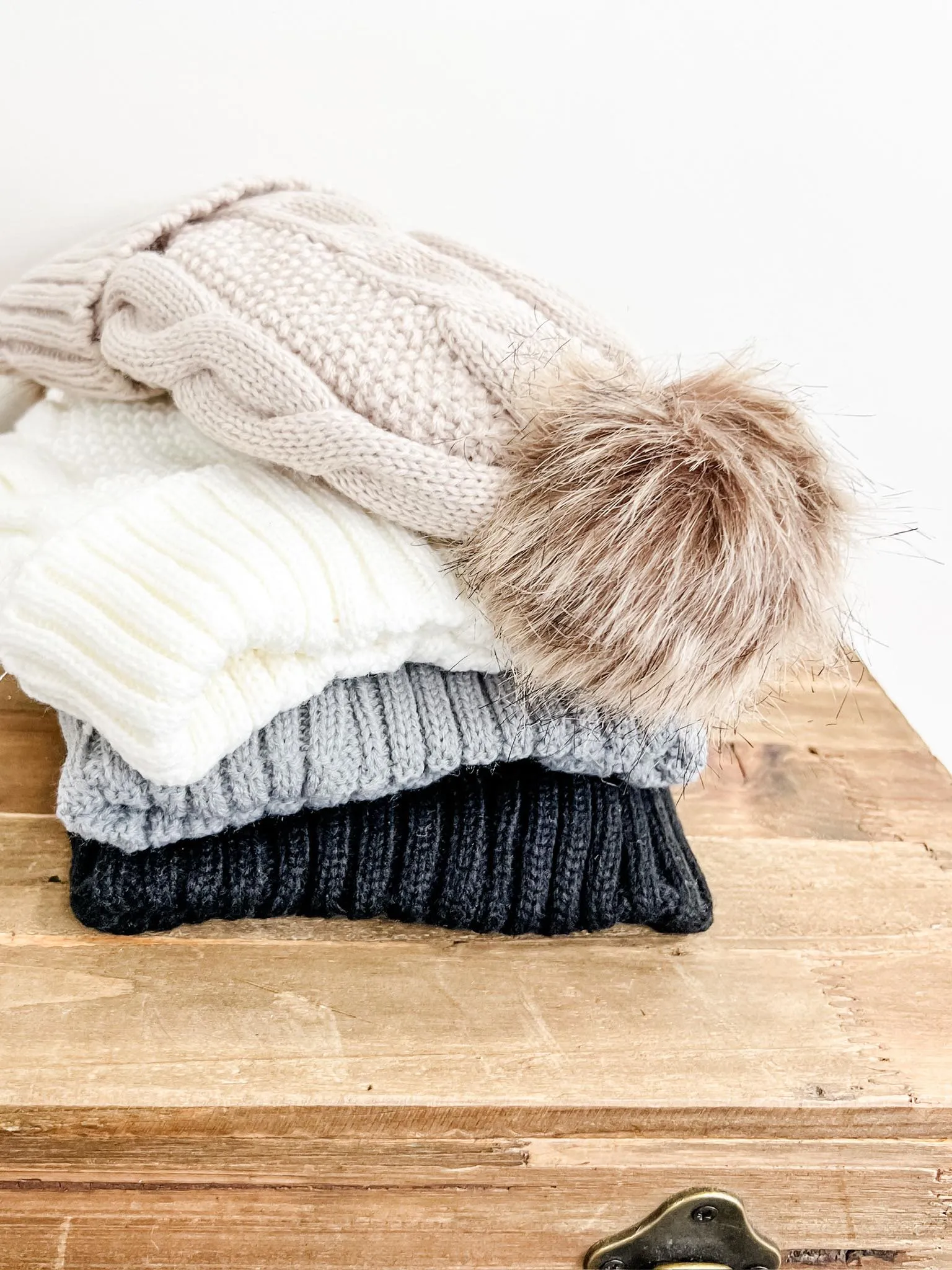 IN STOCK Carly Cable Knit Beanie - Ivory