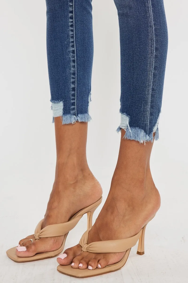 Kan Can High Rise Ankle Skinny Jeans- Medium Wash