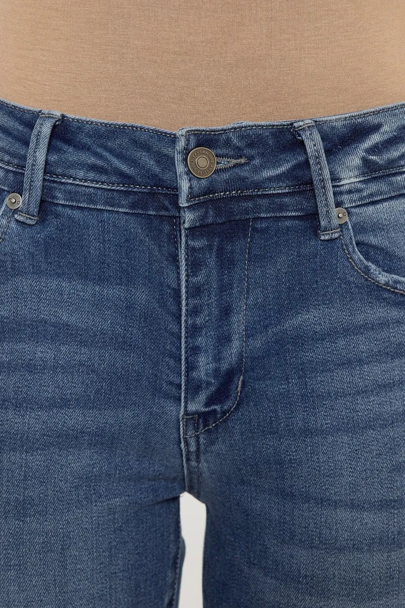 Kan Can High Rise Ankle Skinny Jeans- Medium Wash