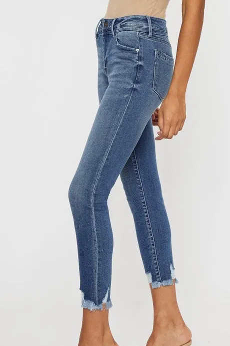 Kan Can High Rise Ankle Skinny Jeans- Medium Wash