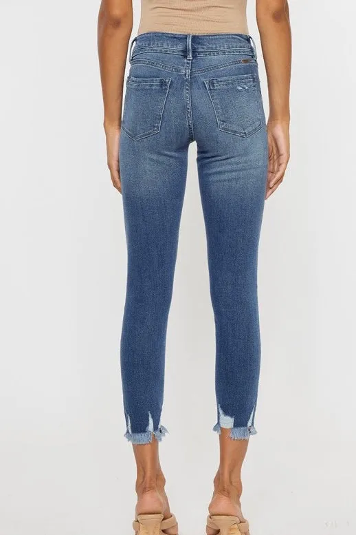 Kan Can High Rise Ankle Skinny Jeans- Medium Wash