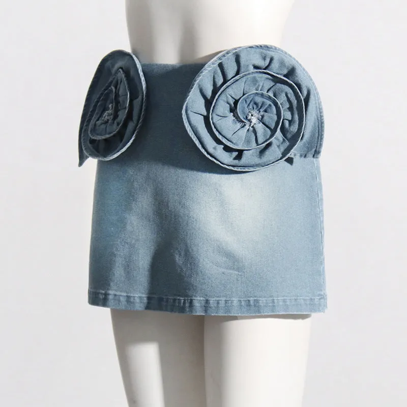 KittenAlarm - Carolina 3D Floral Denim Skirt