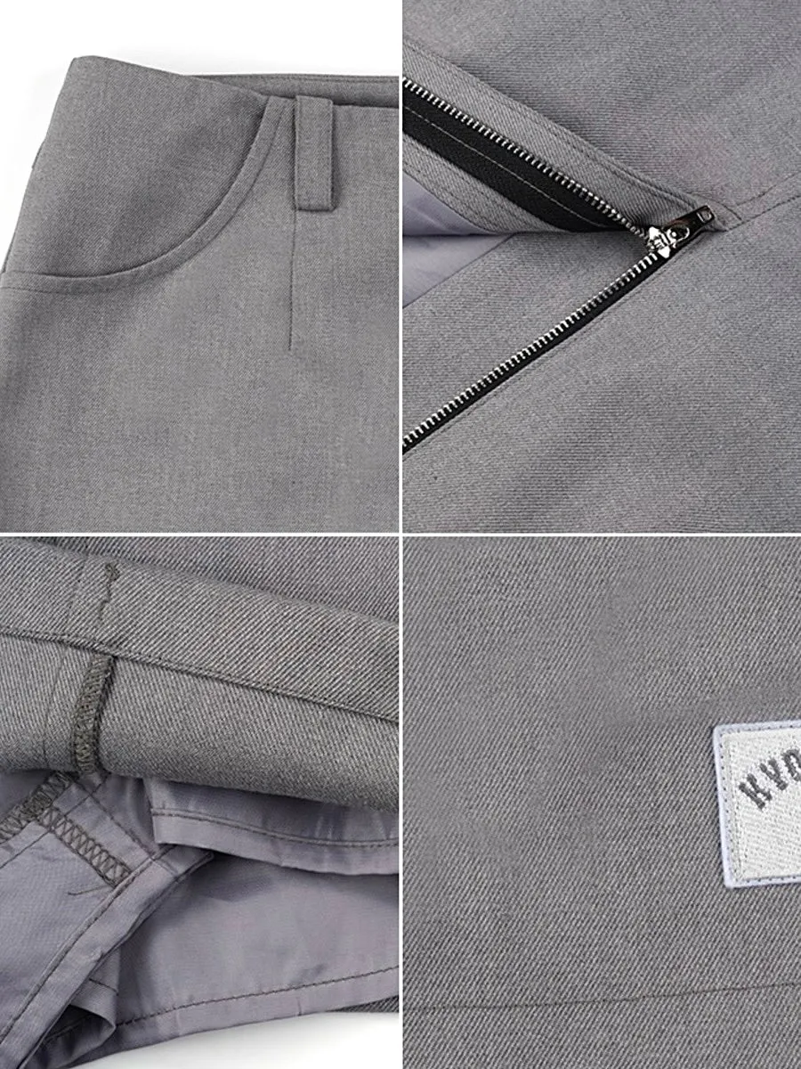Korean Preppy Style Gray Pencil Mini Skirt