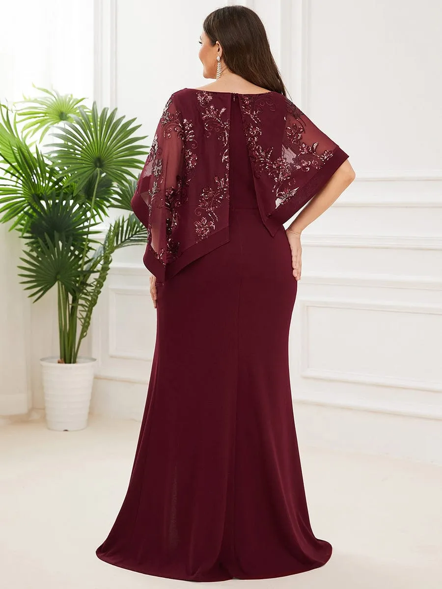 Lace Sequin Shirt Bodycon Floor-Length Mother Dress