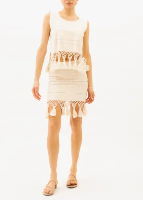 Lola Ecru Cotton Macrame Skirt