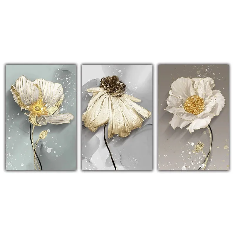 Modern Abstract Paint Splash Floral Wall Art Fine Art Canvas Prints Posters Elegant Botanical Pictures For Living Room Decor