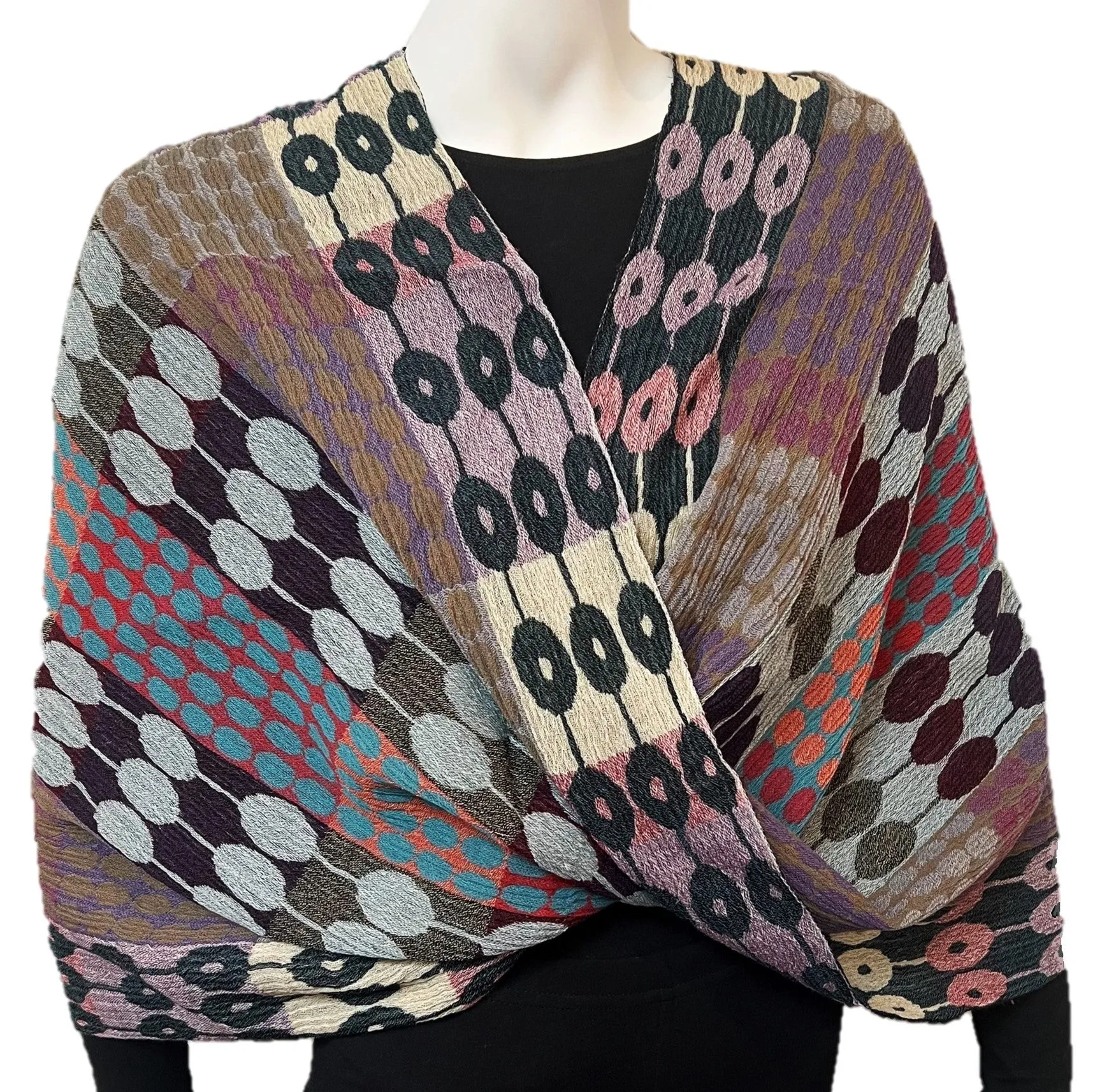 Multicolored NUNO Infinity Shawl/Shrug with Daisy Tsunagi Design