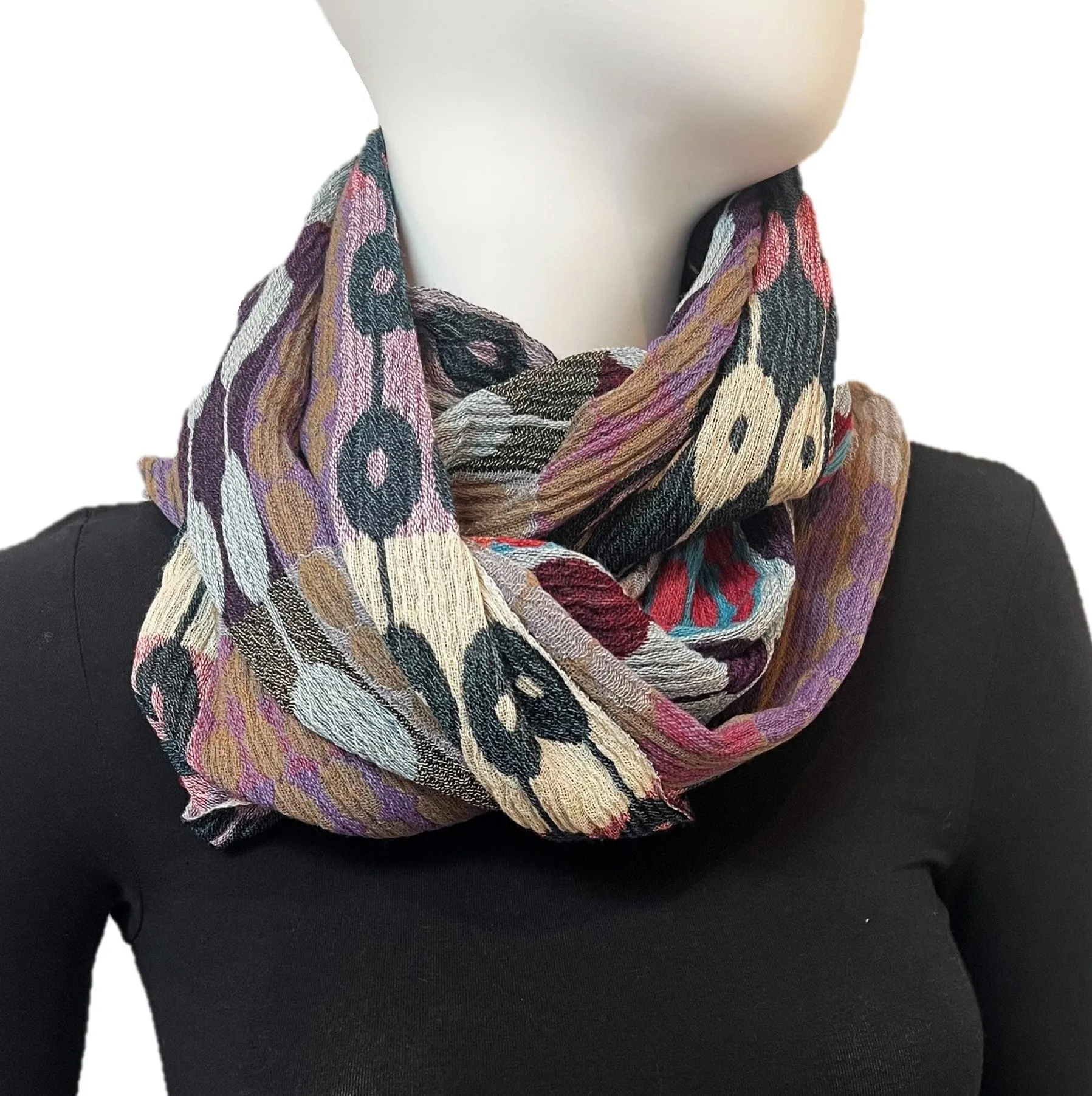 Multicolored NUNO Infinity Shawl/Shrug with Daisy Tsunagi Design