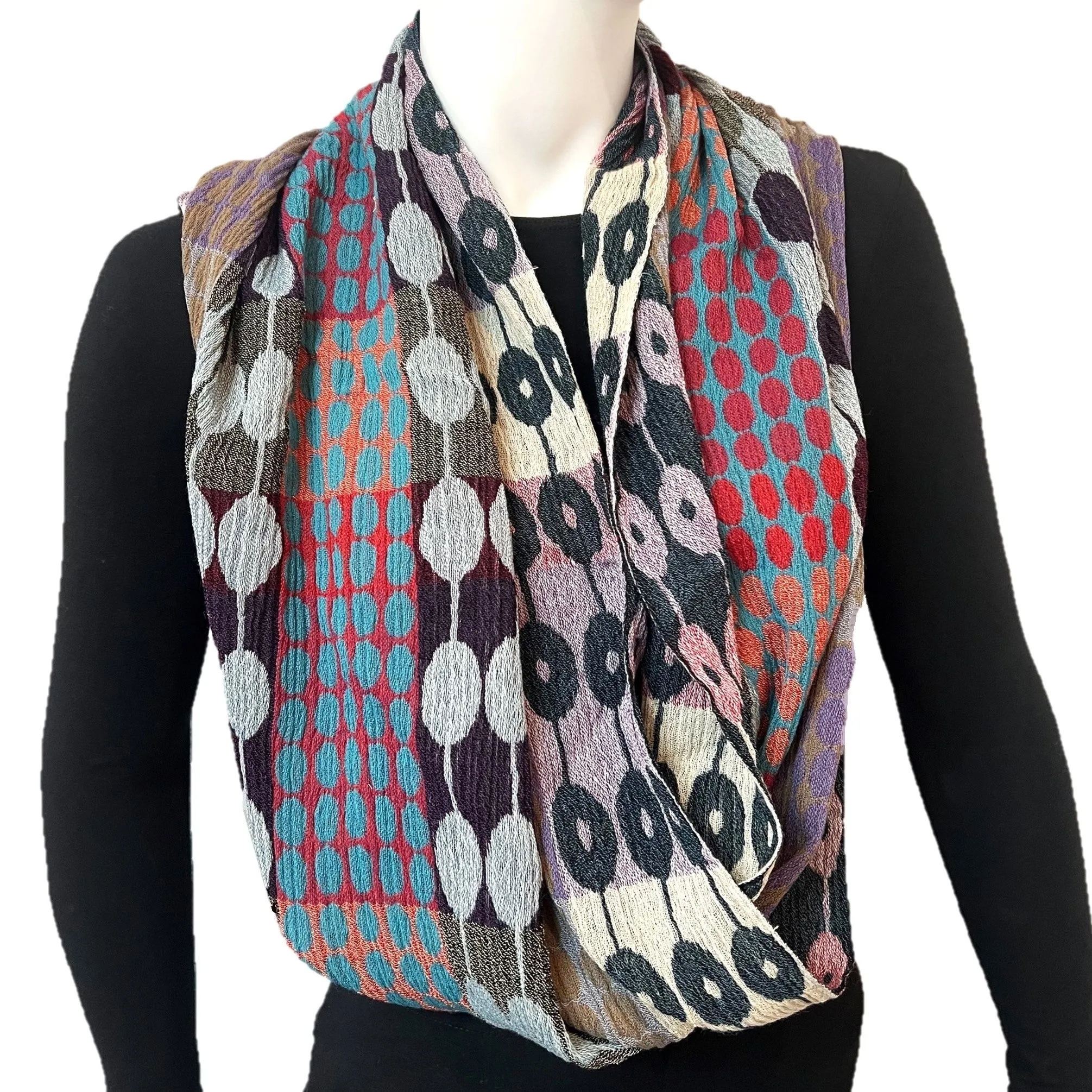 Multicolored NUNO Infinity Shawl/Shrug with Daisy Tsunagi Design