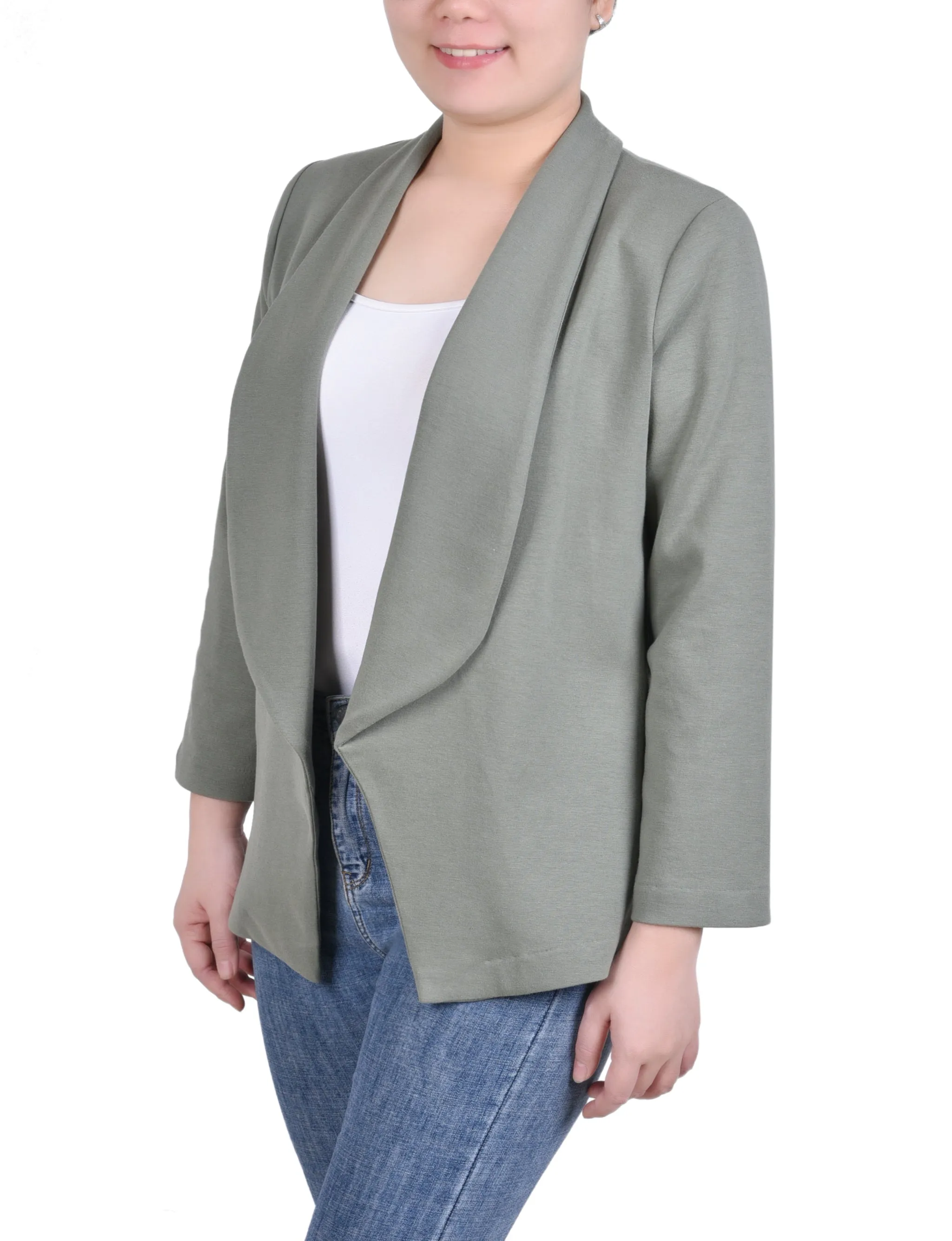 Petite Long Sleeve Ponte Jacket