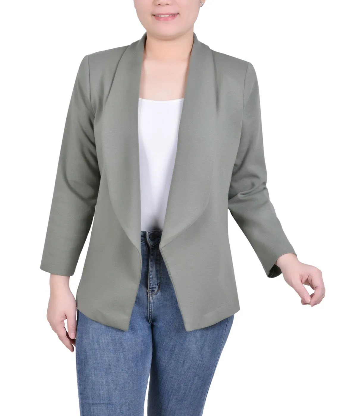 Petite Long Sleeve Ponte Jacket