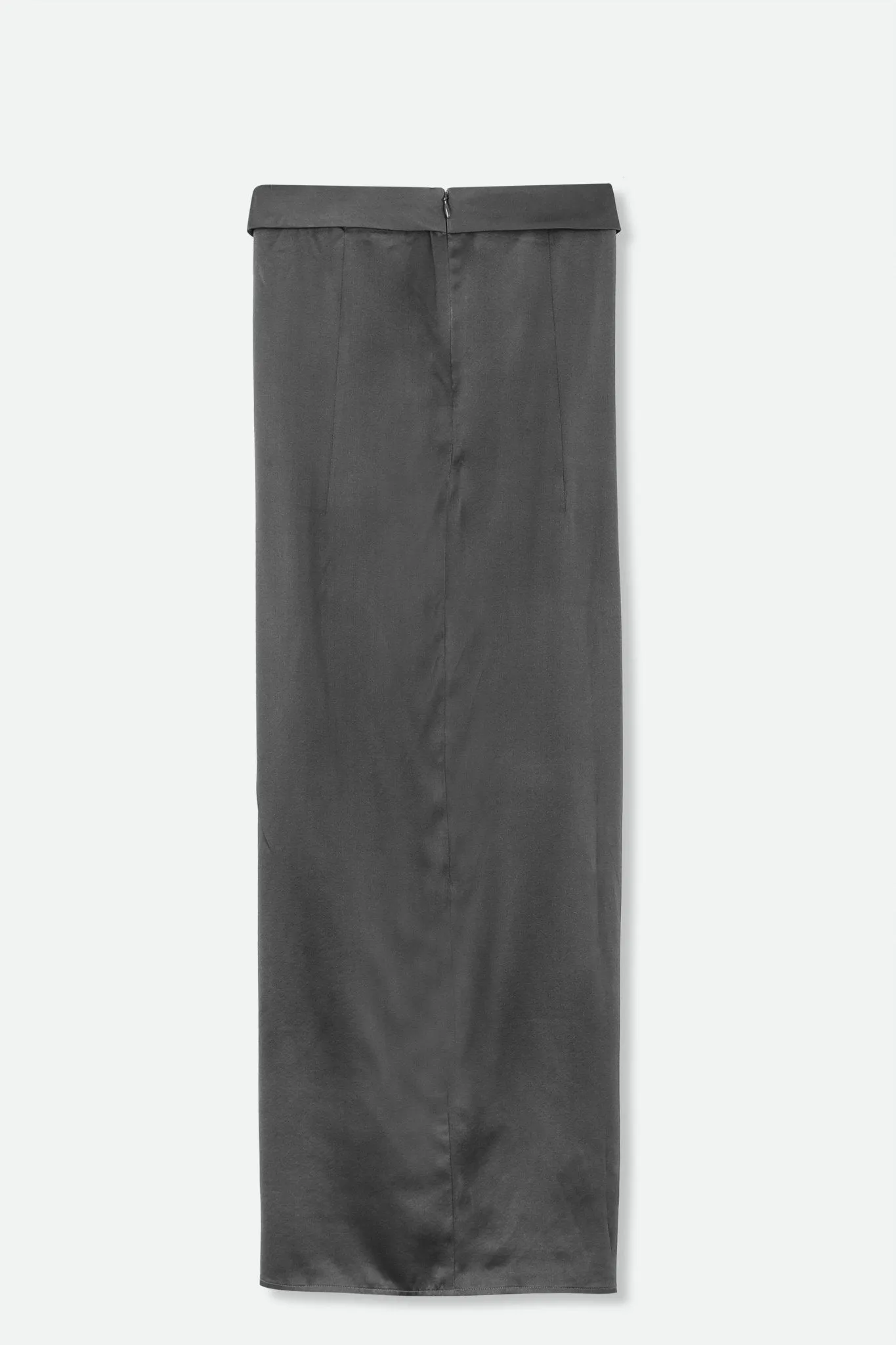 SANAA SARONG SKIRT IN STRETCH SILK CHARMEUSE IN GUNMETAL SILVER