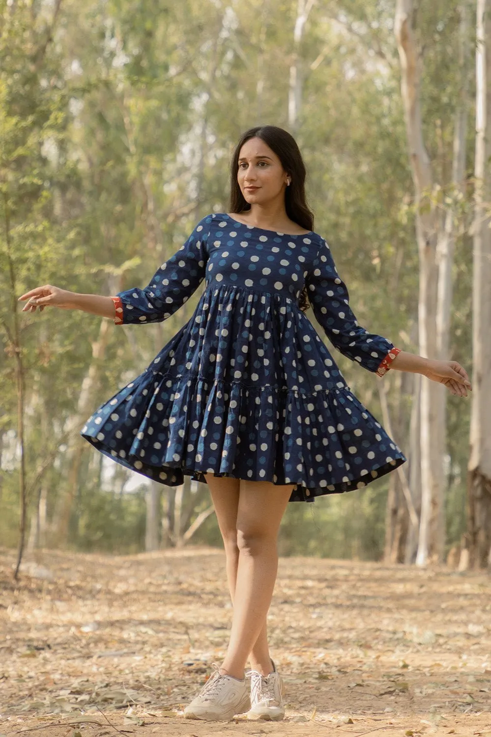 Sonia Indigo Polka Dress Back Open